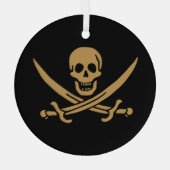 Aztec Gouden Schedel & Cutlass Piraat Calico Jack Glas Ornament (Achterkant)