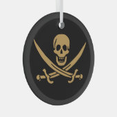Aztec Gouden Schedel & Cutlass Piraat Calico Jack Glas Ornament (Voorkant Rechts)