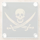 Aztec Gouden Schedel & Cutlass Piraat Calico Jack Glazen Onderzetter (Achterkant)