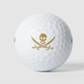 Aztec Gouden Schedel & Cutlass Piraat Calico Jack Golfballen (Voorkant)