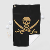Aztec Gouden Schedel & Cutlass Piraat Calico Jack Golfhanddoek (Insitu)
