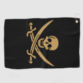 Aztec Gouden Schedel & Cutlass Piraat Calico Jack Golfhanddoek (Horizontaal)