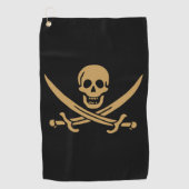 Aztec Gouden Schedel & Cutlass Piraat Calico Jack Golfhanddoek (Voorkant)