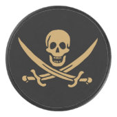 Aztec Gouden Schedel & Cutlass Piraat Calico Jack Hockey Puck (Voorkant)