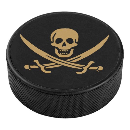 Aztec Gouden Schedel & Cutlass Piraat Calico Jack Hockey Puck (3/4)