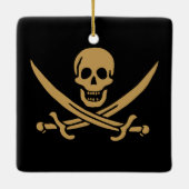 Aztec Gouden Schedel & Cutlass Piraat Calico Jack Keramisch Ornament (Achterkant)