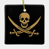 Aztec Gouden Schedel & Cutlass Piraat Calico Jack Keramisch Ornament (Voorkant)