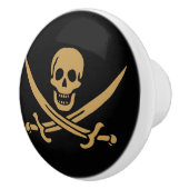 Aztec Gouden Schedel & Cutlass Piraat Calico Jack Keramische Knop (Rechts)