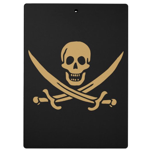 Aztec Gouden Schedel & Cutlass Piraat Calico Jack Klembord (Achterkant)
