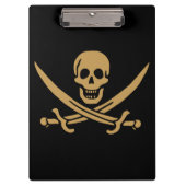 Aztec Gouden Schedel & Cutlass Piraat Calico Jack Klembord (Voorkant)