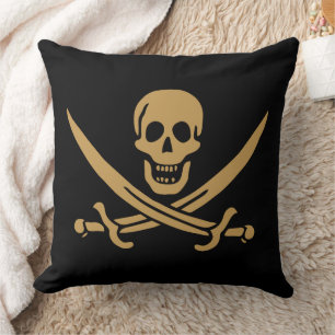 Aztec Gouden Schedel & Cutlass Piraat Calico Jack Kussen