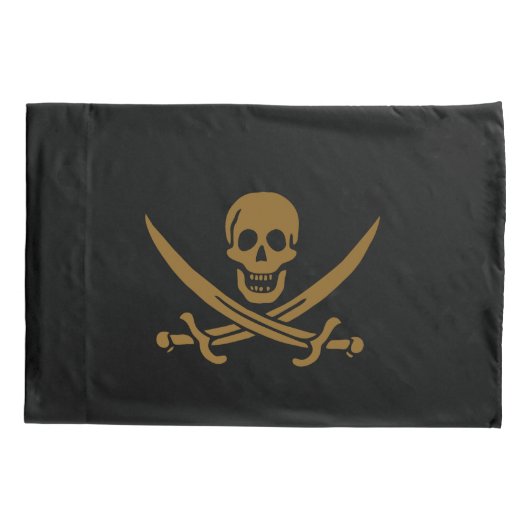 Aztec Gouden Schedel & Cutlass Piraat Calico Jack Kussensloop (Achterkant-Links)