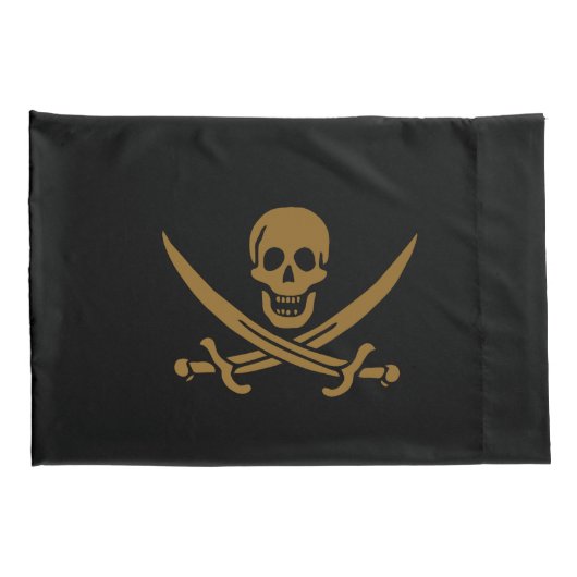 Aztec Gouden Schedel & Cutlass Piraat Calico Jack Kussensloop (Achterkant-Rechts)