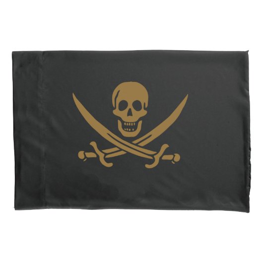 Aztec Gouden Schedel & Cutlass Piraat Calico Jack Kussensloop (Voorkant-Links)