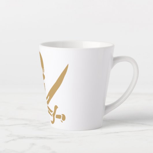 Aztec Gouden Schedel & Cutlass Piraat Calico Jack Latte Mok (Rechts)