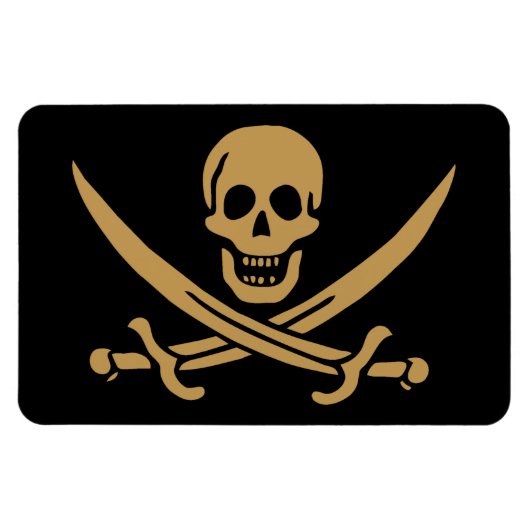 Aztec Gouden Schedel & Cutlass Piraat Calico Jack Magneet (Horizontaal)