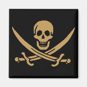 Aztec Gouden Schedel & Cutlass Piraat Calico Jack Magneet (Voorkant)