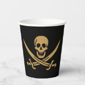 Aztec Gouden Schedel & Cutlass Piraat Calico Jack Papieren Bekers (Voorkant)