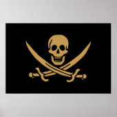 Aztec Gouden Schedel & Cutlass Piraat Calico Jack Poster (Voorkant)