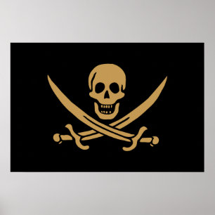Aztec Gouden Schedel & Cutlass Piraat Calico Jack Poster