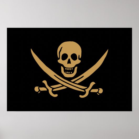 Aztec Gouden Schedel & Cutlass Piraat Calico Jack Poster (Voorkant)