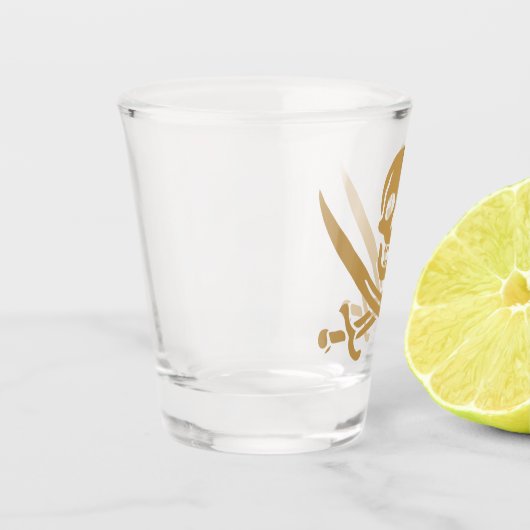 Aztec Gouden Schedel & Cutlass Piraat Calico Jack Shot Glas (Links)