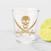 Aztec Gouden Schedel & Cutlass Piraat Calico Jack Shot Glas (Voorkant)
