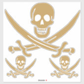 Aztec Gouden Schedel & Cutlass Piraat Calico Jack Sticker (Vel)