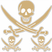 Aztec Gouden Schedel & Cutlass Piraat Calico Jack Sticker (Voorkant)