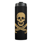 Aztec Gouden Schedel & Cutlass Piraat Calico Jack Thermosbeker (Voorkant)