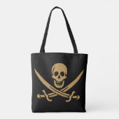 Aztec Gouden Schedel & Cutlass Piraat Calico Jack Tote Bag (Achterkant)