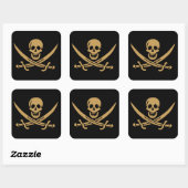 Aztec Gouden Schedel & Cutlass Piraat Calico Jack Vierkante Sticker (Vel)