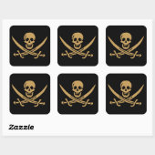 Aztec Gouden Schedel & Cutlass Piraat Calico Jack Vierkante Sticker (Vel)