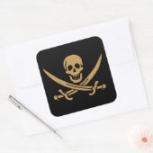 Aztec Gouden Schedel & Cutlass Piraat Calico Jack Vierkante Sticker (Envelop)