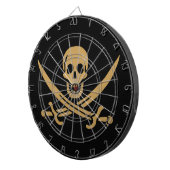 Aztec Gouden Schedel & Sabel Piraat Calico Jack Dartbord (Voorkant Rechts)