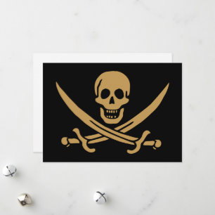 Aztec Gouden Schedel & Sabel Piraat Calico Jack Feestdagenkaart