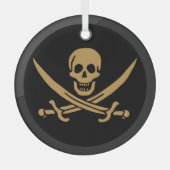 Aztec Gouden Schedel & Sabel Piraat Calico Jack Glas Ornament (Voorkant)