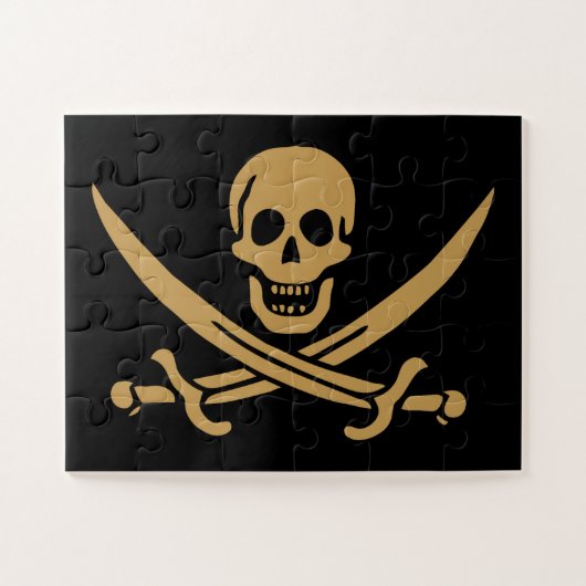 Aztec Gouden Schedel & Sabel Piraat Calico Jack Legpuzzel (Horizontaal)