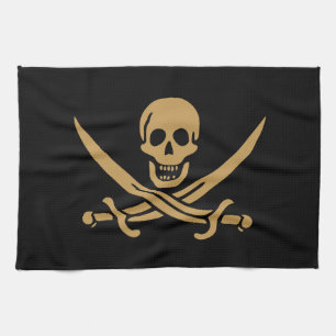 Aztec Gouden Schedel & Sabel Piraat Calico Jack Theedoek