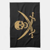 Aztec Gouden Schedel & Sabel Piraat Calico Jack Theedoek (Verticaal)