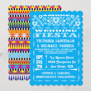 Aztec Graphic Mexican Wedding Papel Picado nodigt  Kaart