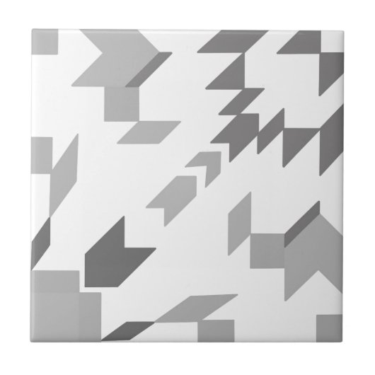 Aztec Gray White Geometric Ikat Boho Tribal Tegeltje (Voorkant)