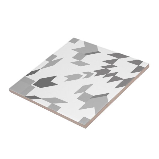 Aztec Gray White Geometric Ikat Boho Tribal Tegeltje (Zijkant)