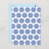 Aztec Grieks cirkelvormig naaldhoekspatroon blauw Briefkaart (Voorkant / Achterkant)