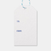 Aztec Grieks cirkelvormig naaldhoekspatroon blauw Cadeaulabel (Achterkant)