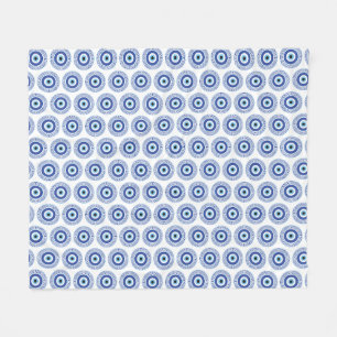Aztec Grieks cirkelvormig naaldhoekspatroon blauw Fleece Deken