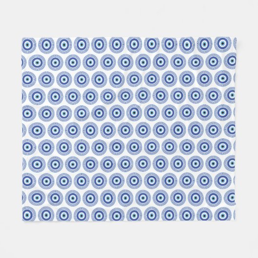 Aztec Grieks cirkelvormig naaldhoekspatroon blauw Fleece Deken (Voorkant (Horizontaal))