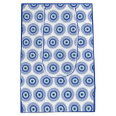 Aztec Grieks cirkelvormig naaldhoekspatroon blauw Medium Cadeauzakje (Achterkant)