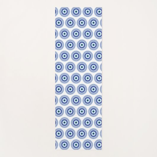 Aztec Grieks cirkelvormig naaldhoekspatroon blauw Yogamat (Voorkant)