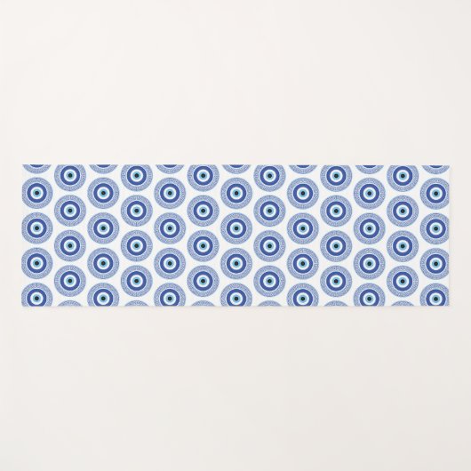 Aztec Grieks cirkelvormig naaldhoekspatroon blauw Yogamat (Voorkant (horizontaal))